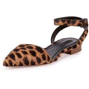 Alexander Wang Lara Leopard-Print Calf-Hair Pointed-Toe Flats